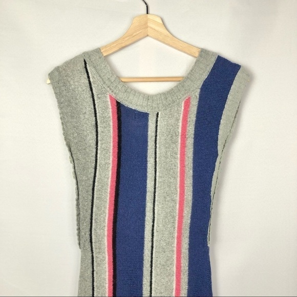 Guess Y2K Gray Colorful Stripe Short Sleeve Sweater Dress S - Picture 6 of 8